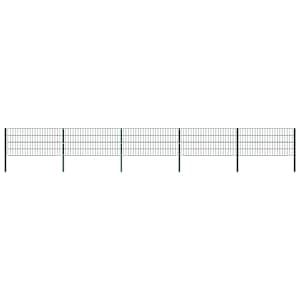 Ograjni panel s stebrički iz železa 867x80 cm zelen