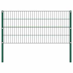 Plotový panel se sloupky železný 867 x 80 cm zelený - obrázek 2