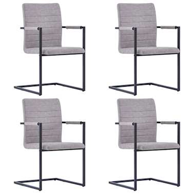 vidaXL Chaises de salle à manger 4 pcs Cantilever Gris vidaXL Chaises de salle à manger 4 pcs Cantilever Gris
