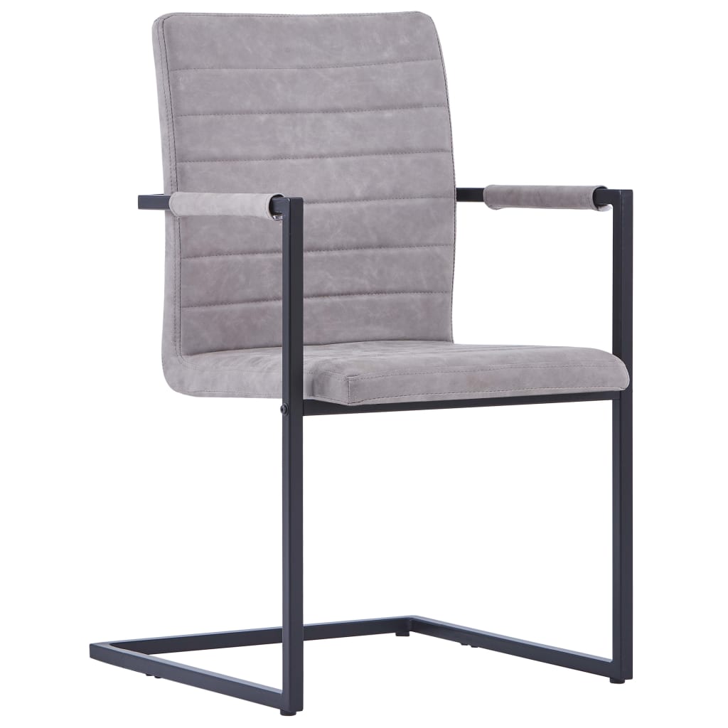 vidaXL Krzesła stołowe 4 szt., wspornikowe, jasnoszare, sztuczna skóra
