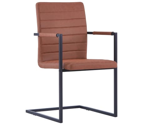 vidaXL Krzesła stołowe, 4 szt., wspornikowe, brązowe, sztuczna skóra