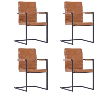 vidaXL Chaises de salle à manger cantilever 4 pcs Cognac Similicuir vidaXL Chaises de salle à manger cantilever 4 pcs Cognac Similicuir