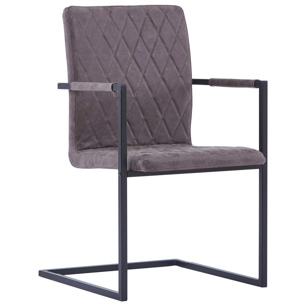 vidaXL Krzesła stołowe, 4 szt., wspornikowe, ciemny brąz, ekoskóra