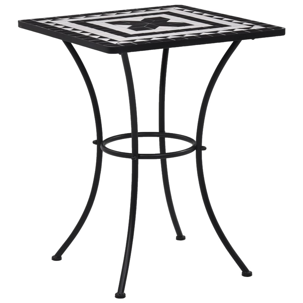 vidaXL Table de bistro mosaïque Noir et blanc 60 cm  Céramique