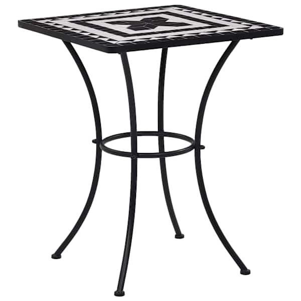 vidaXL mosaiikplaadiga bistroolaud, must ja valge, 60 cm, keraamiline