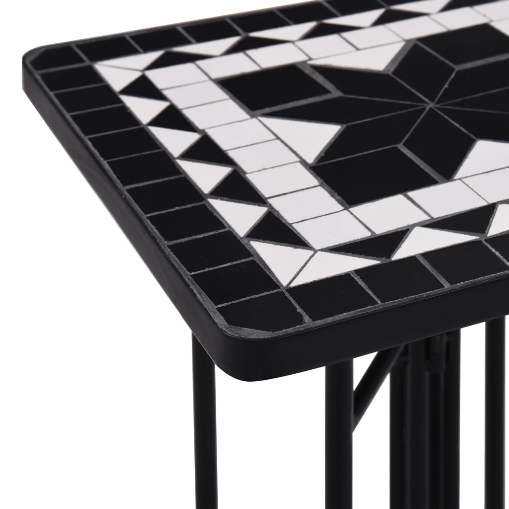  Mozaikový príručný stolík, čierno biely, keramika