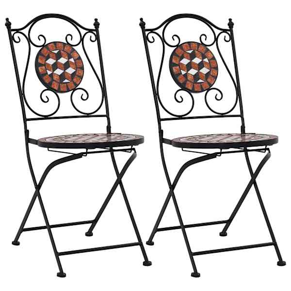 vidaXL Mosaiikist kokkupandavad toolid 2 tk, pruun, keraamiline