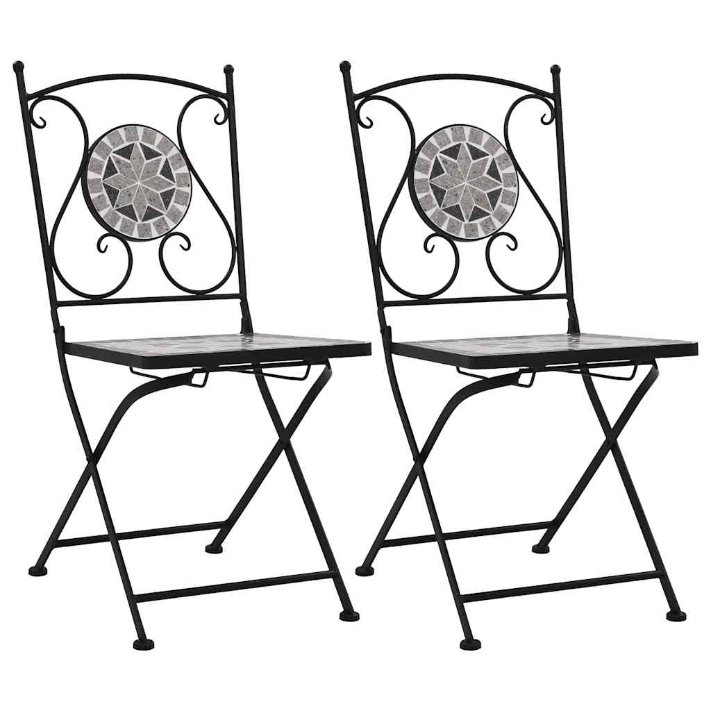 Photos - Garden Furniture VidaXL Mosaic Bistro Chairs 2 pcs Gray 