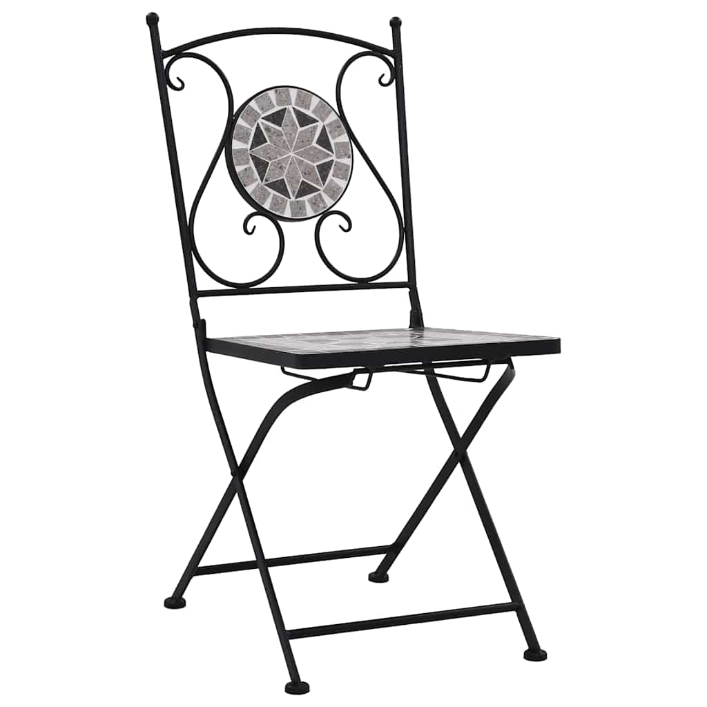 

vidaXL Bistrostoelen mozaïek 2 st grijs