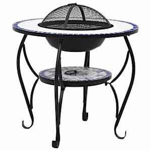 vidaXL tuleasemega laud, sinine ja valge, 68 cm, keraamiline