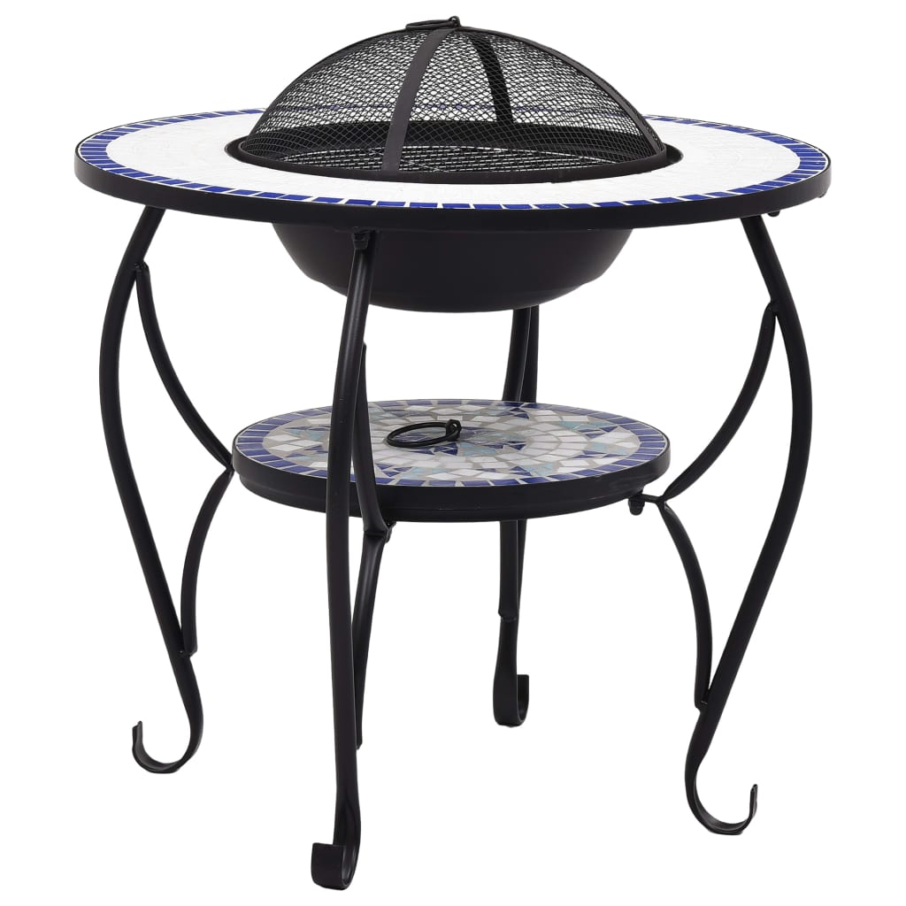 

vidaXL Mosaic Fire Pit Table Blue and White 26.8" Ceramic