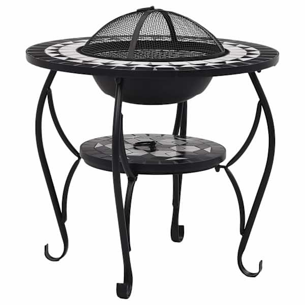 vidaXL tuleasemega laud, must ja valge, 68 cm, keraamiline