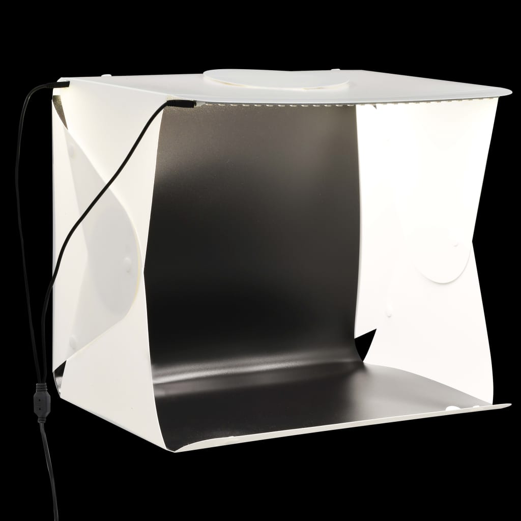 vidaXL Cort foto cu LED-uri pliabil, alb, 40 x 34 x 37 cm, plastic vidaxl.ro
