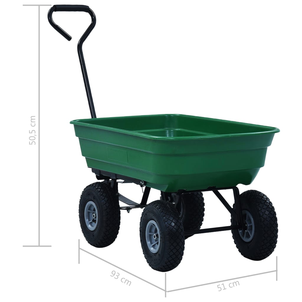 Zahradní sklápěcí ruční vozík 300 kg 75 l zelený - obrázek 15