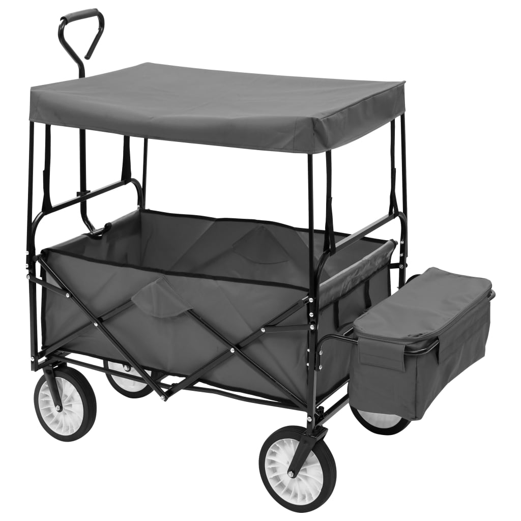 Thumbnail - vidaXL Klappbarer Handwagen mit Sonnendach Stahl Grau