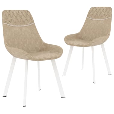 Vidaxl Dining Chairs 2 Pcs Cream Faux Leather Com Au