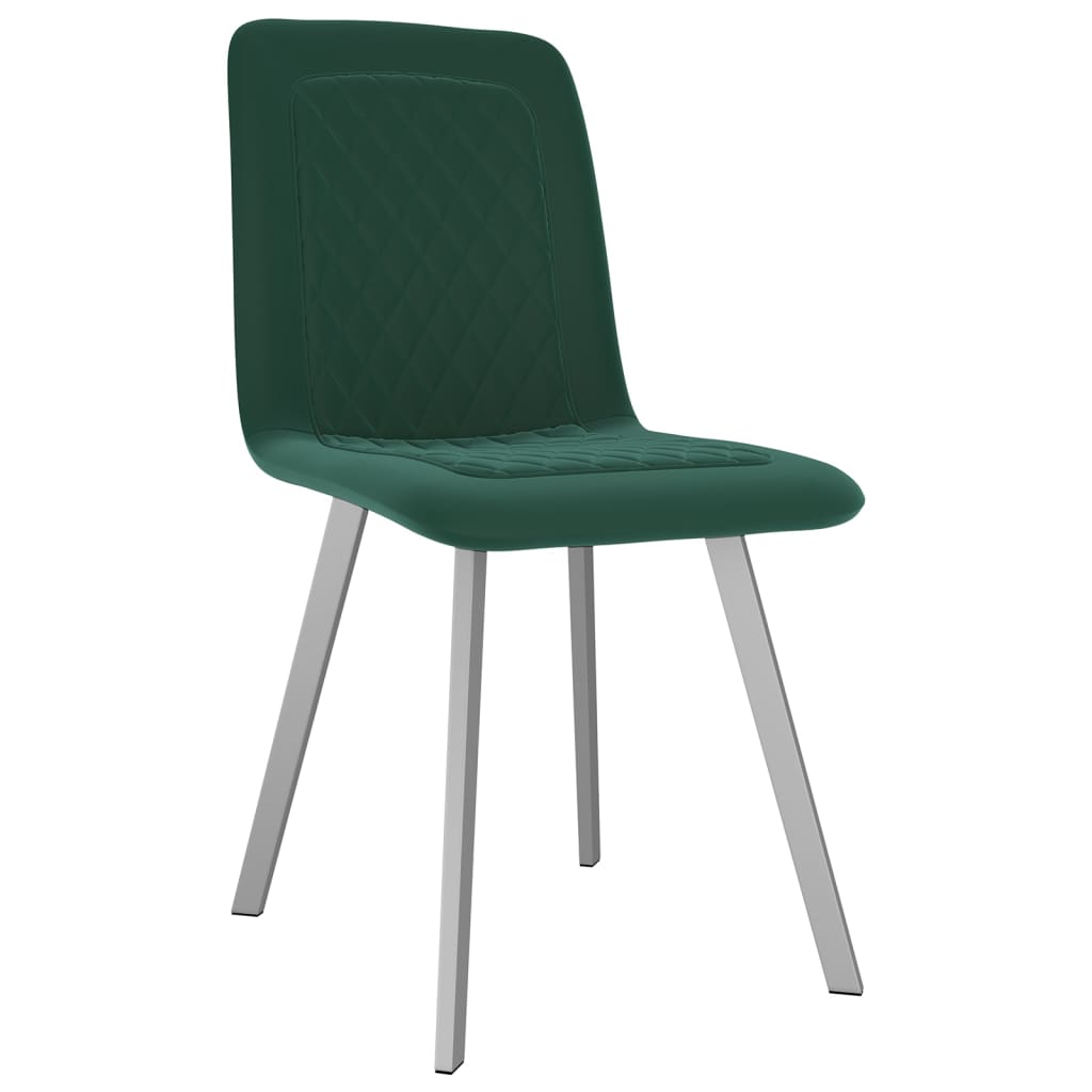 VidaXL Valgomojo kėdės, 2 vnt., žalios spalvos, aksomas
