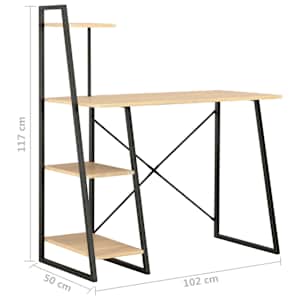 Psací stůl s poličkami černý a dub 102 x 50 x 117 cm - obrázek 7