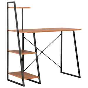 vidaXL laud riiuliga, must ja pruun, 102 x 50 x 117 cm