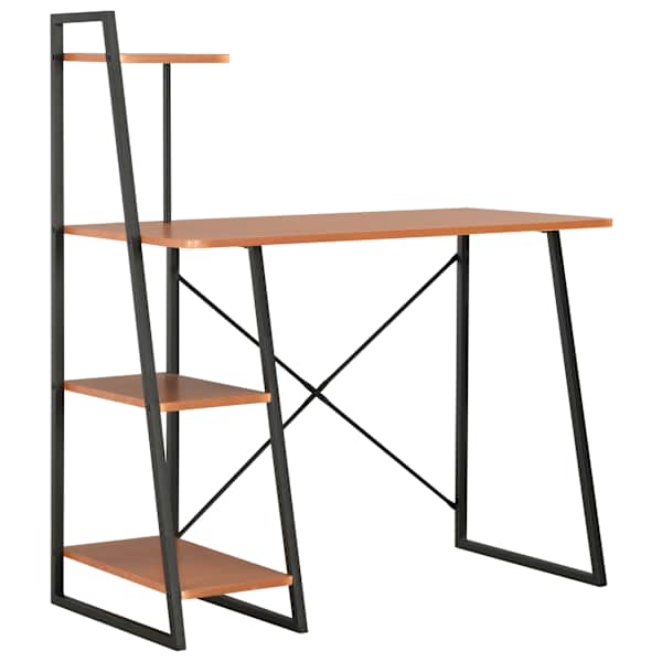 vidaXL laud riiuliga, must ja pruun, 102 x 50 x 117 cm