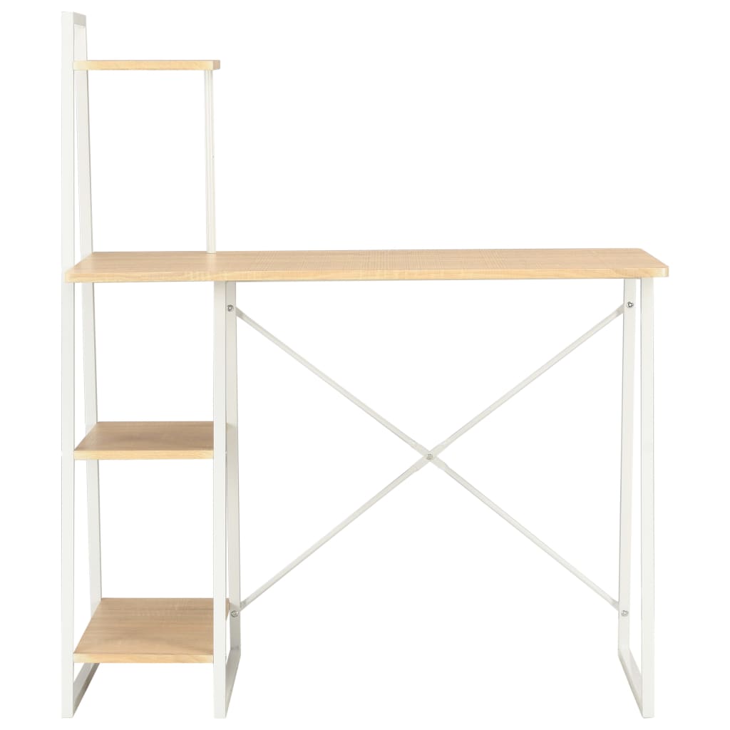 vidaXL Desk with Shelving Unit White and Oak 102x50x117 cm