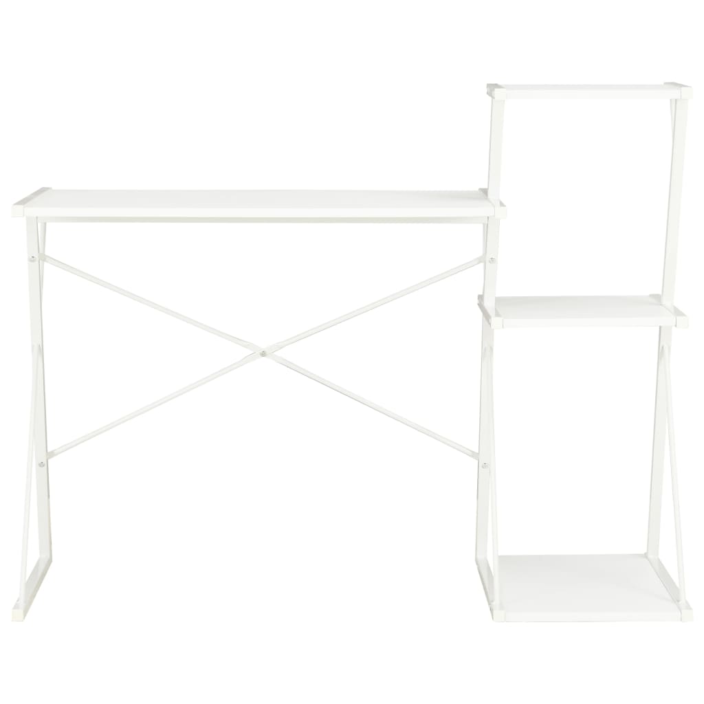  Stôl s poličkami, biely 116x50x93 cm