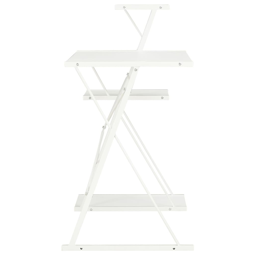  Stôl s poličkami, biely 116x50x93 cm