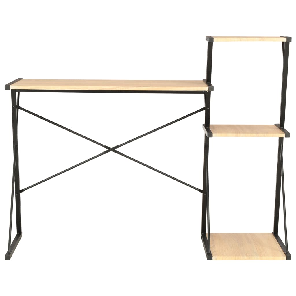 vidaXL Bureau met schap 116x50x93 cm zwart en eikenkleurig afbeelding