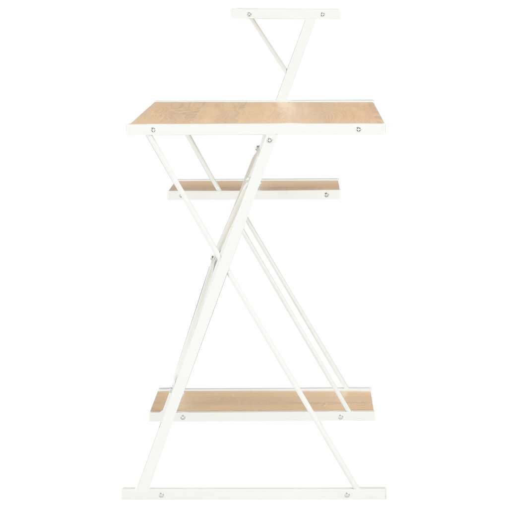 Thumbnail - vidaXL Schreibtisch mit Regal Weiß und Eiche 116×50×93 cm