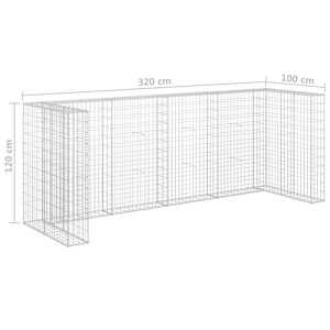 Gabionová zástěna pro popelnice pozinkovaná ocel 320x100x120 cm - obrázek 7