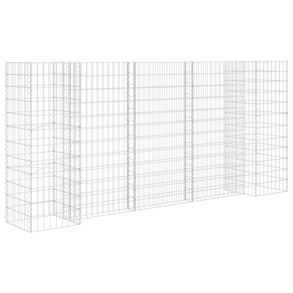 vidaXL Gabiónový kvetináč v tvare H, oceľový drôt 260x40x120 cm