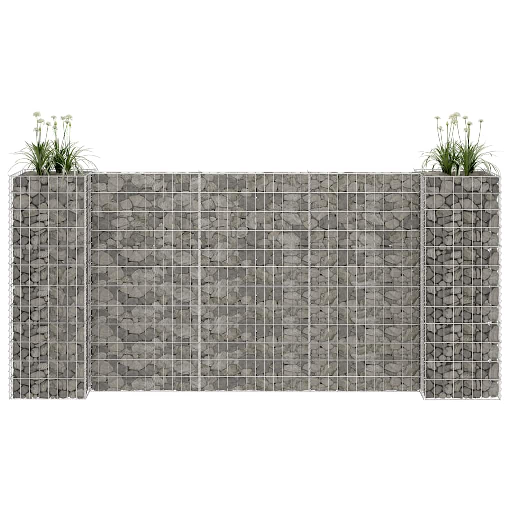 H-formet gabion-plantekasse 260 × 40 × 120 cm - stål, sølvfarvet