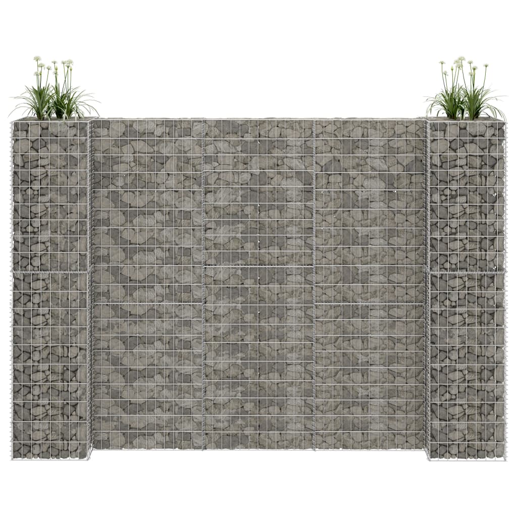 vidaXL Jardiniera gabion in forma de H, 260 x 40 x 200 cm, sarma otel