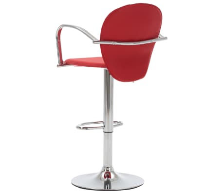 vidaXL Barová stolička s opierkami, červená, umelá koža