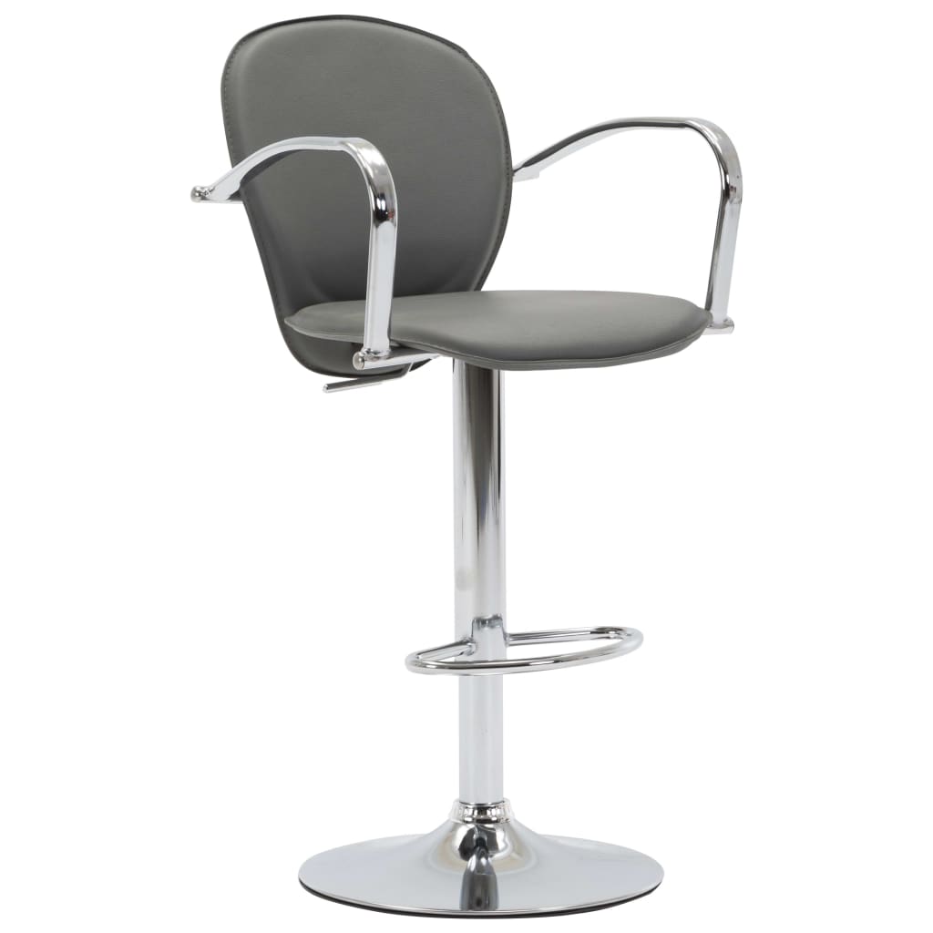 vidaXL Barski stolčki z naslonjali za roke 2 kosa sivo umetno usnje