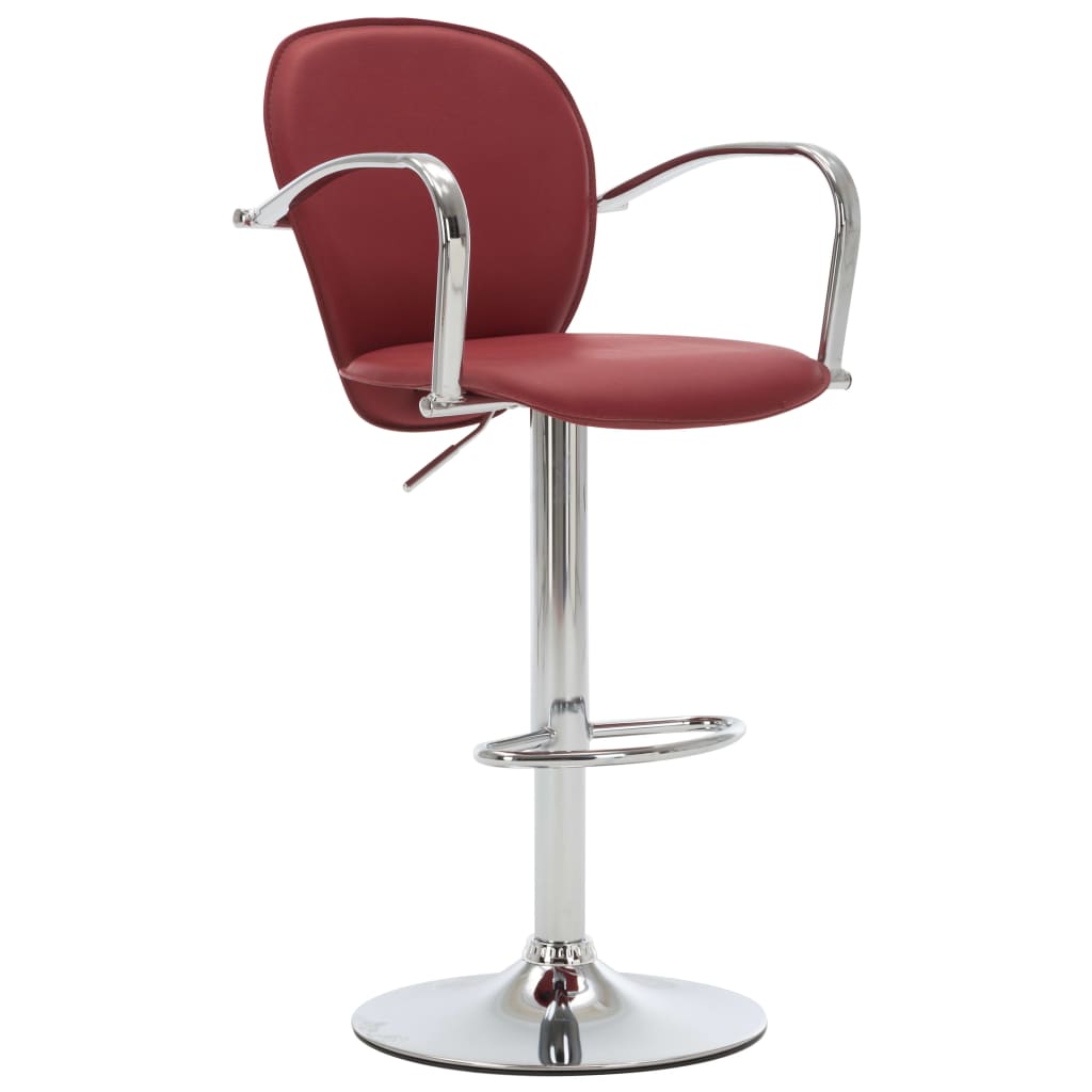 vidaXL Barski stolčki z naslonjali 2 kosa vinsko rdeče umetno usnje