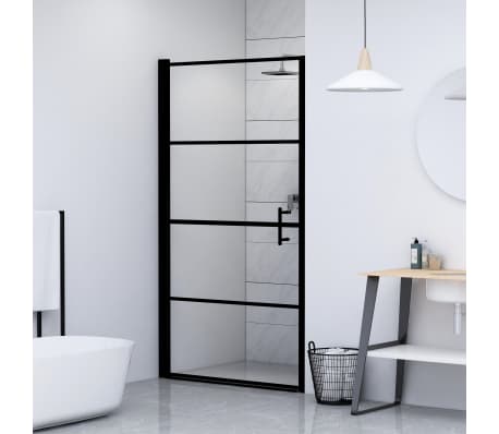 vidaXL Du&scaron;o durys, juodos spalvos, 101x180cm, grūdintas stiklas