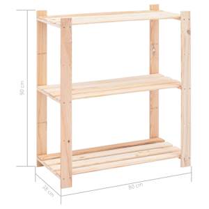 Úložný regál 3 police 80 x 38 x 90 cm masivní borovice 150 kg - obrázek 7