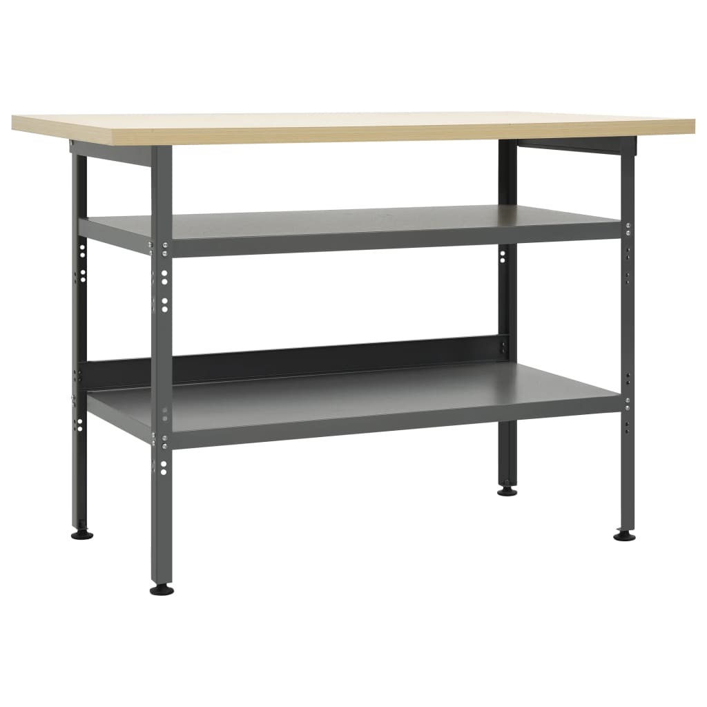 vidaXL arbejdsbord 120x60x85 cm stål grå