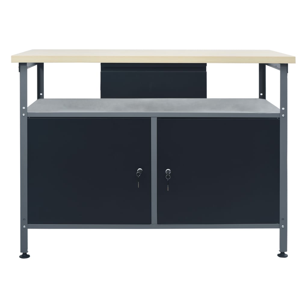 vidaXL fekete acél munkapad 120 x 60 x 85 cm