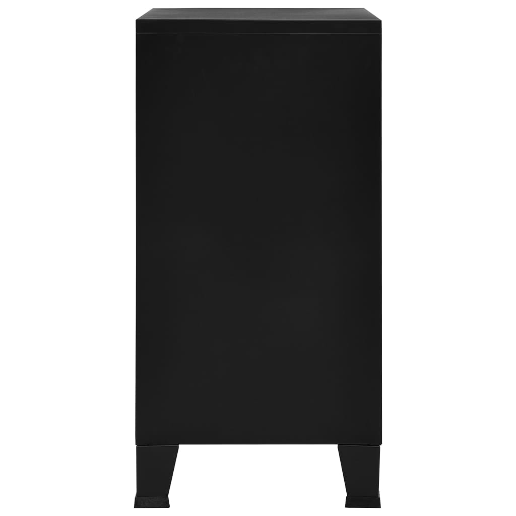Ipari fekete acél irattartó szekrény 4 ajtóval 75 x 40 x 80 cm 