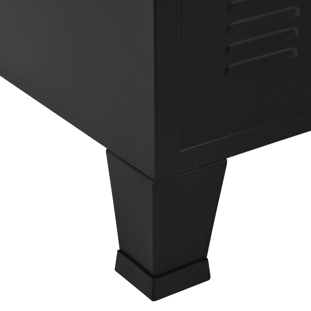 Ipari fekete acél irattartó szekrény 4 ajtóval 75 x 40 x 80 cm 