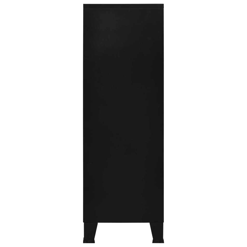 Ipari fekete acél irattartó szekrény 6 ajtóval 75 x 40 x 120 cm 