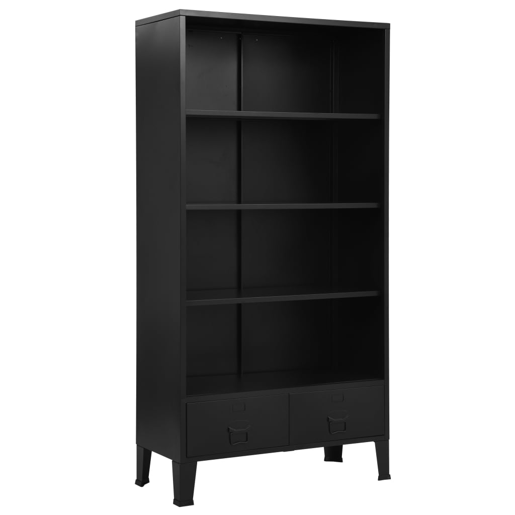 Bookshelf Industrial Black 90x40x180 cm Steel