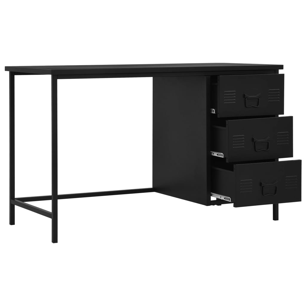 

vidaXL Bureau met lades industrieel 120x55x75 cm staal zwart