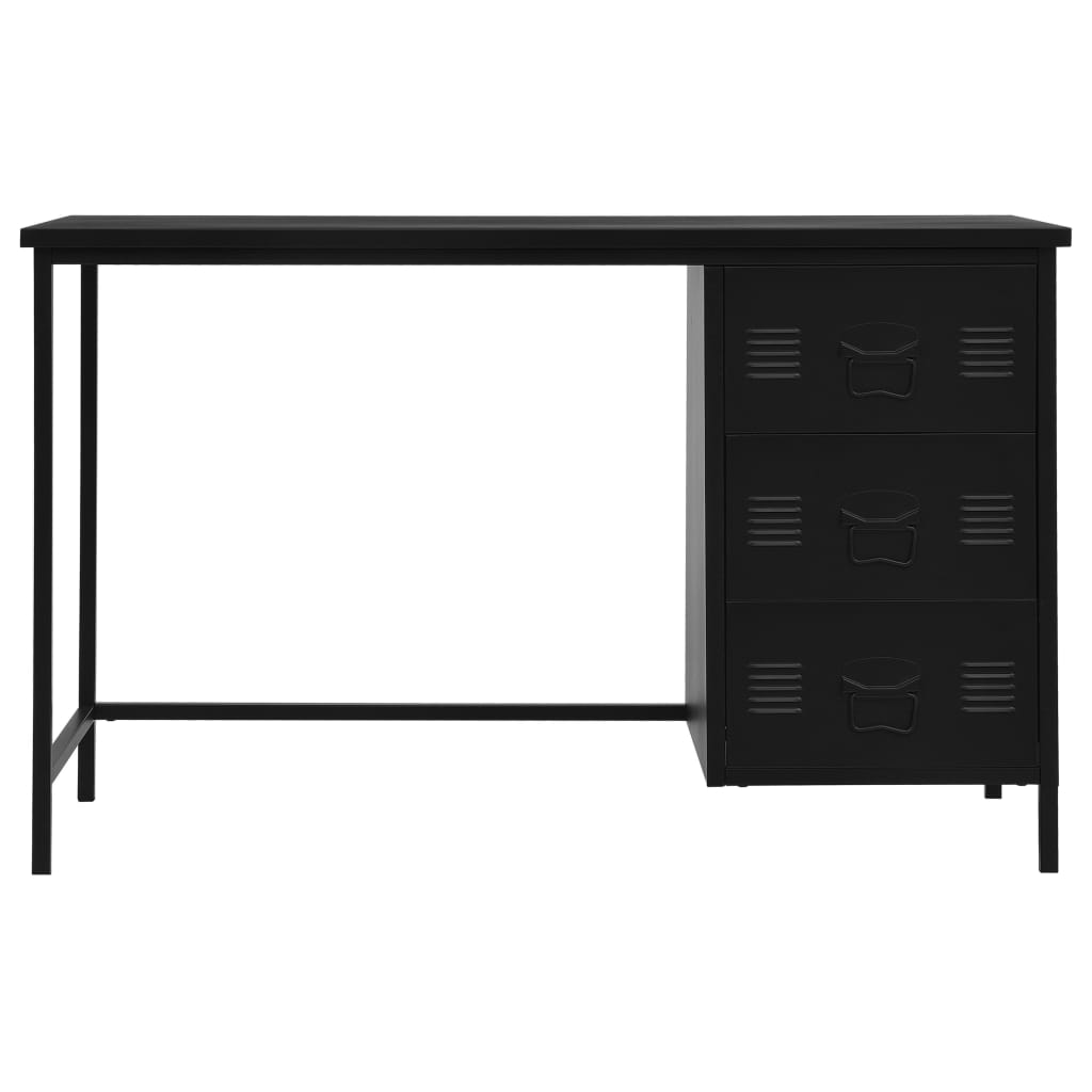  Stôl so zásuvkami, industriálny, čierny 120x55x75 cm, oceľ