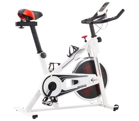 Exercise Spinning Bike with Pulse Sensors White and Red