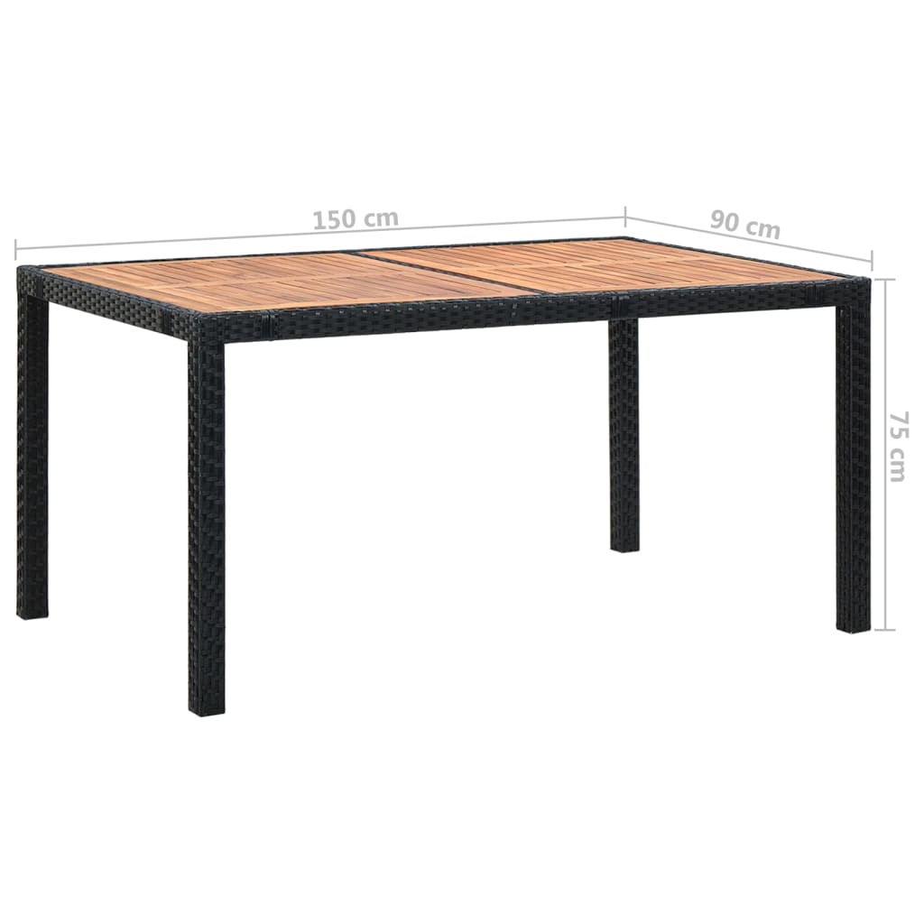 Set mobilier de exterior 7 piese negru poliratan lemn de acacia