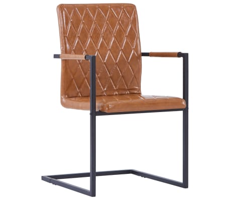 vidaXL Конзолни трапезни столове, 4 бр, коняк, изкуствена кожа
