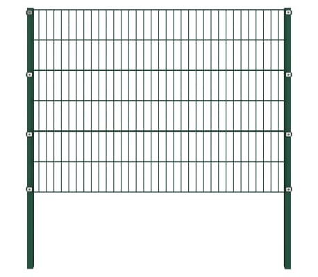 vidaXL Fence Panel with Posts Iron 3.4x1.2 m Green